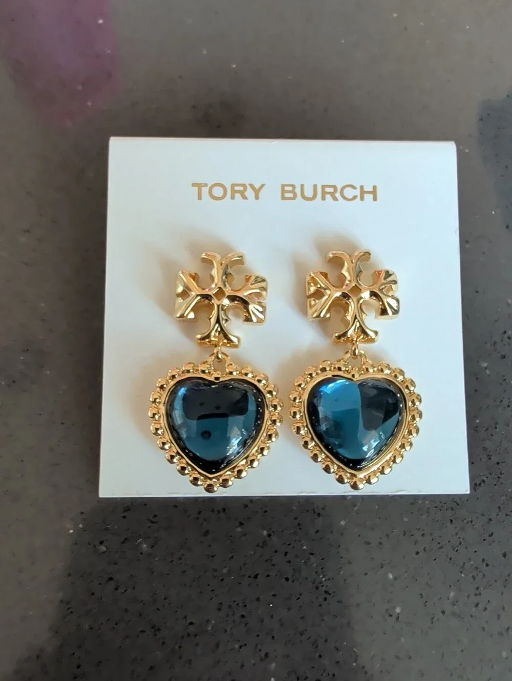 NEW TORY BURCH ROXANNE BLUE CRYSTAL DROP EARRINGS W64
